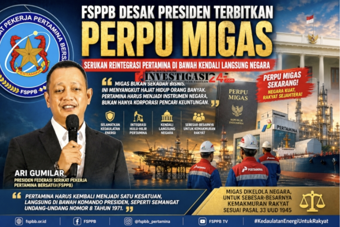 FSPPB Desak Presiden Terbitkan Perpu Migas, Serukan Reintegrasi Pertamina di Bawah Kendali Langsung Negara
