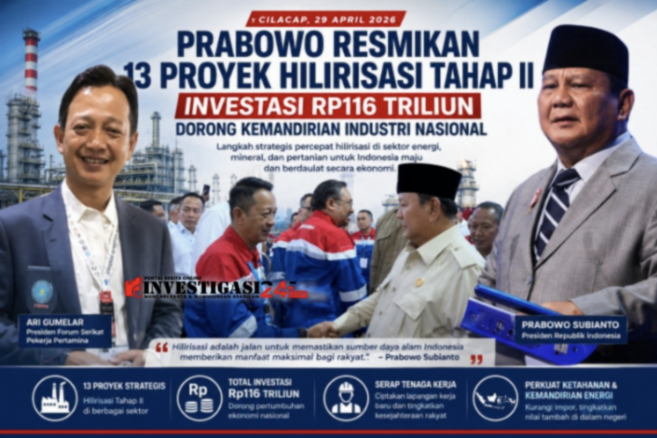Prabowo Resmikan 13 Proyek Hilirisasi Tahap II, Investasi Rp116 Triliun Dorong Kemandirian Industri Nasional